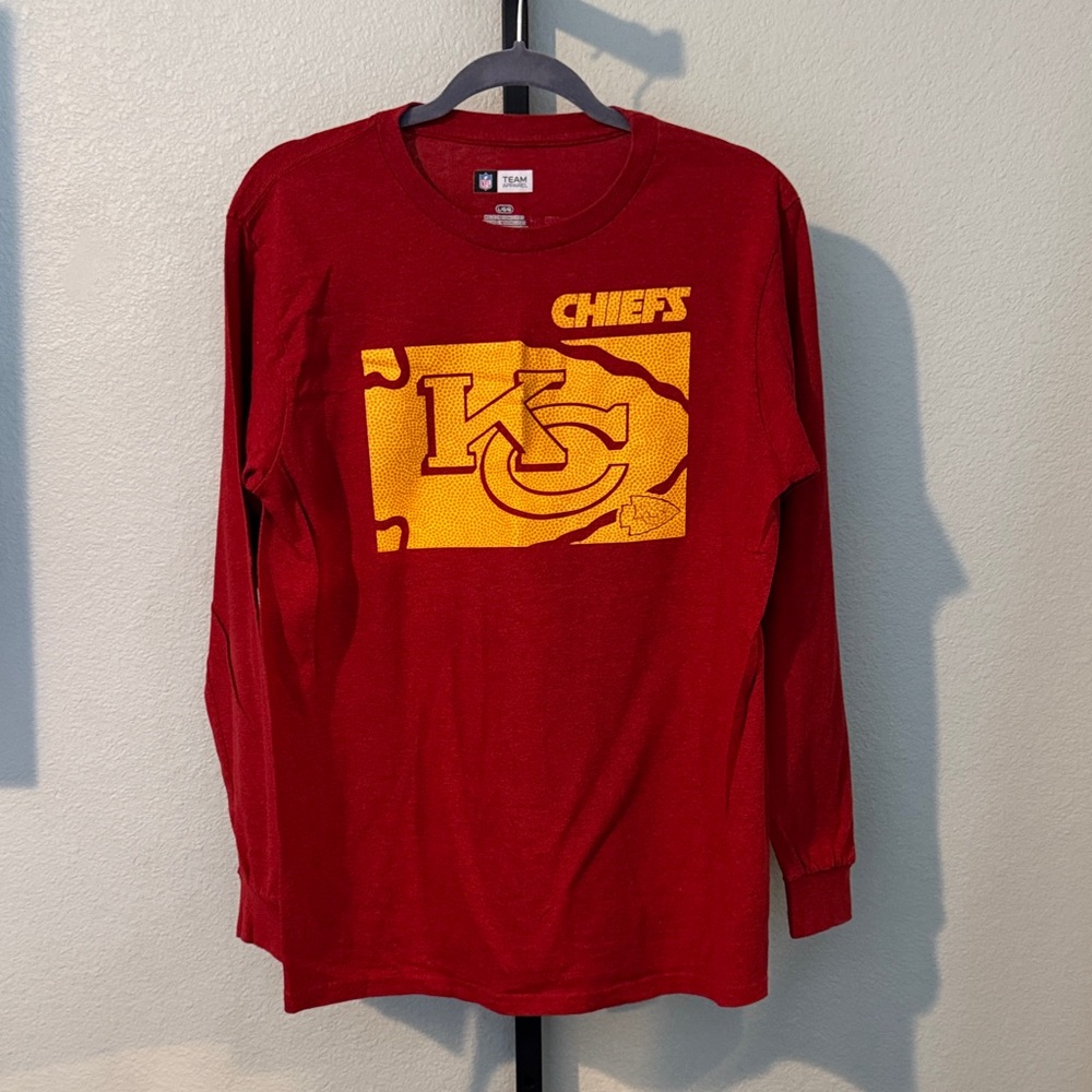 NFL KC Chiefs Red and Yellow Long Sleeve Tee Size L - Picture 1 of 5